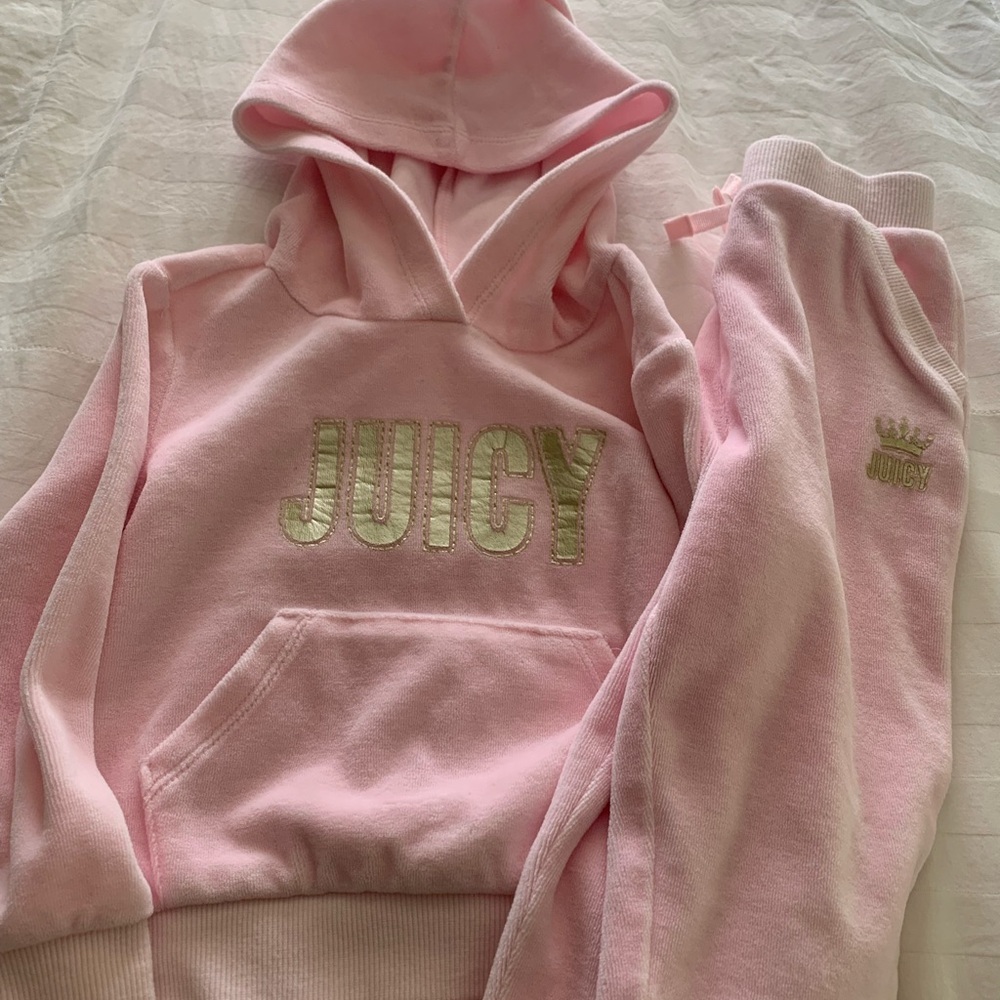 Juicy Couture Light Pink Kids Hoodie and pants - Velour Look